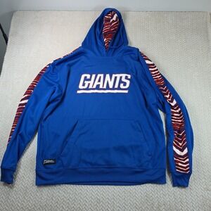 Zubaz NFL New York Giants Blue Zebra Print Sleeve Hoodie Mens XL Pullover
